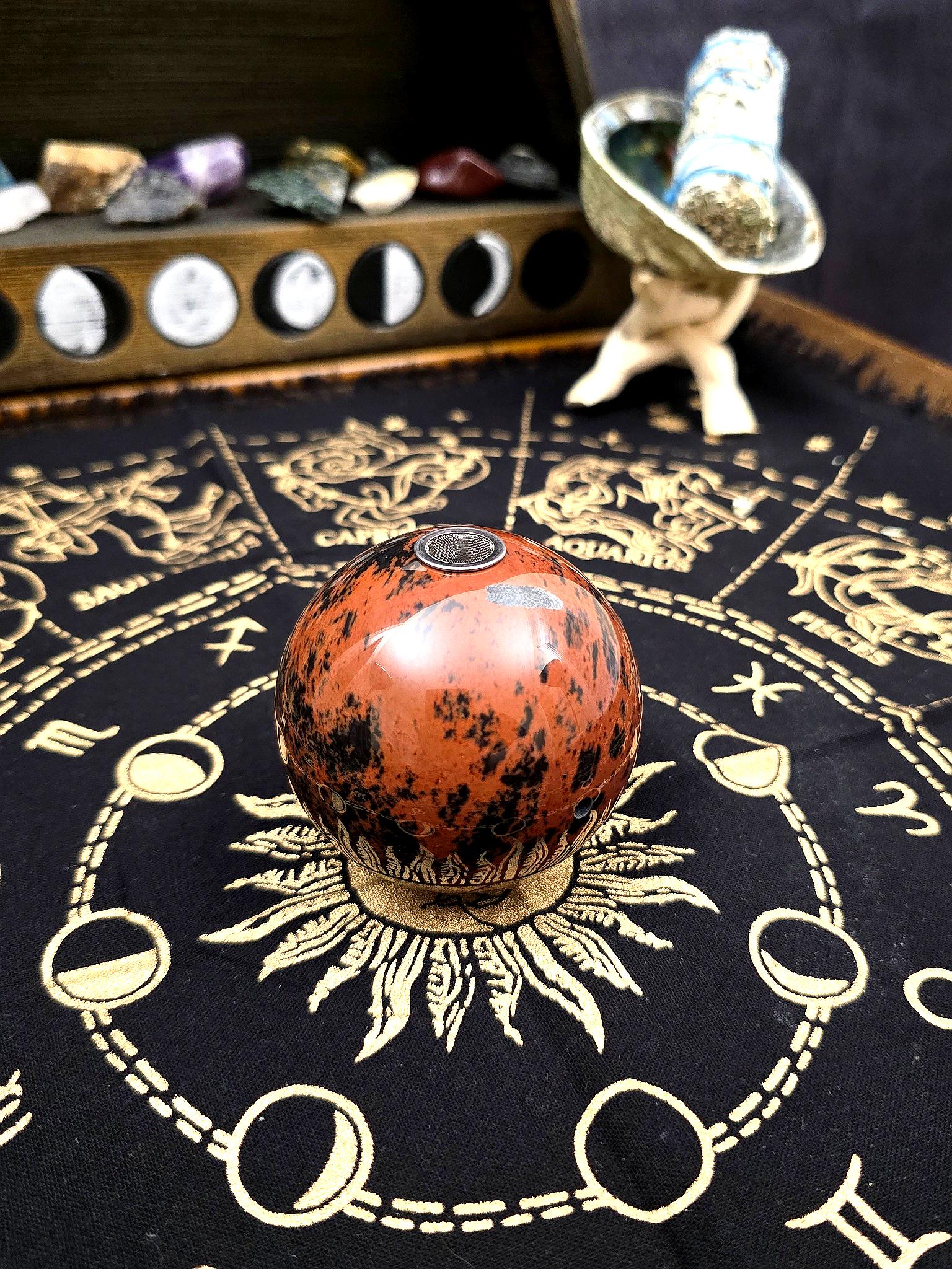 Red Obsidian Gemstone Globe