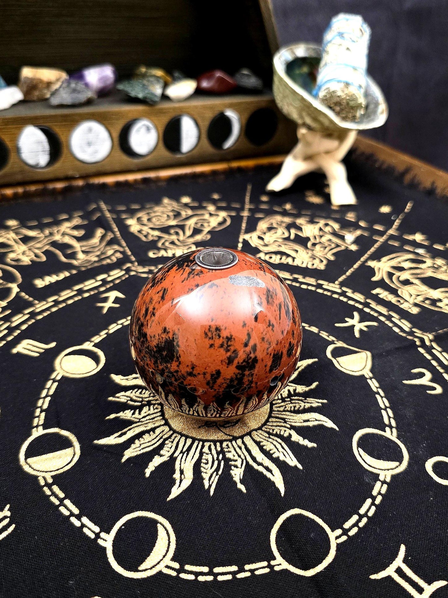 Red Obsidian Gemstone Globe