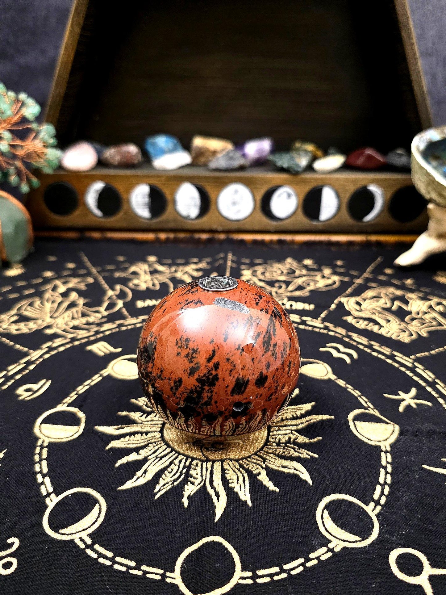 Red Obsidian Gemstone Globe