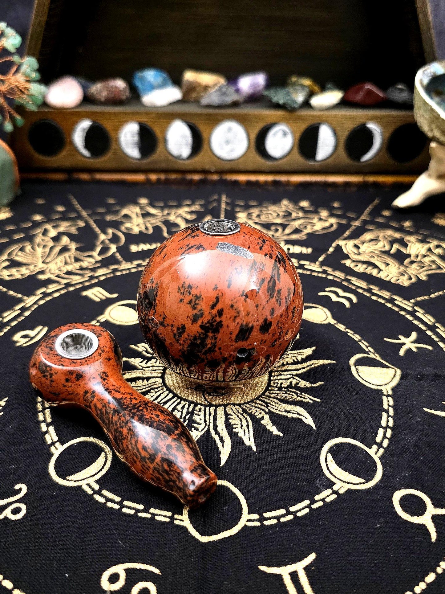 Red Obsidian Gemstone Globe