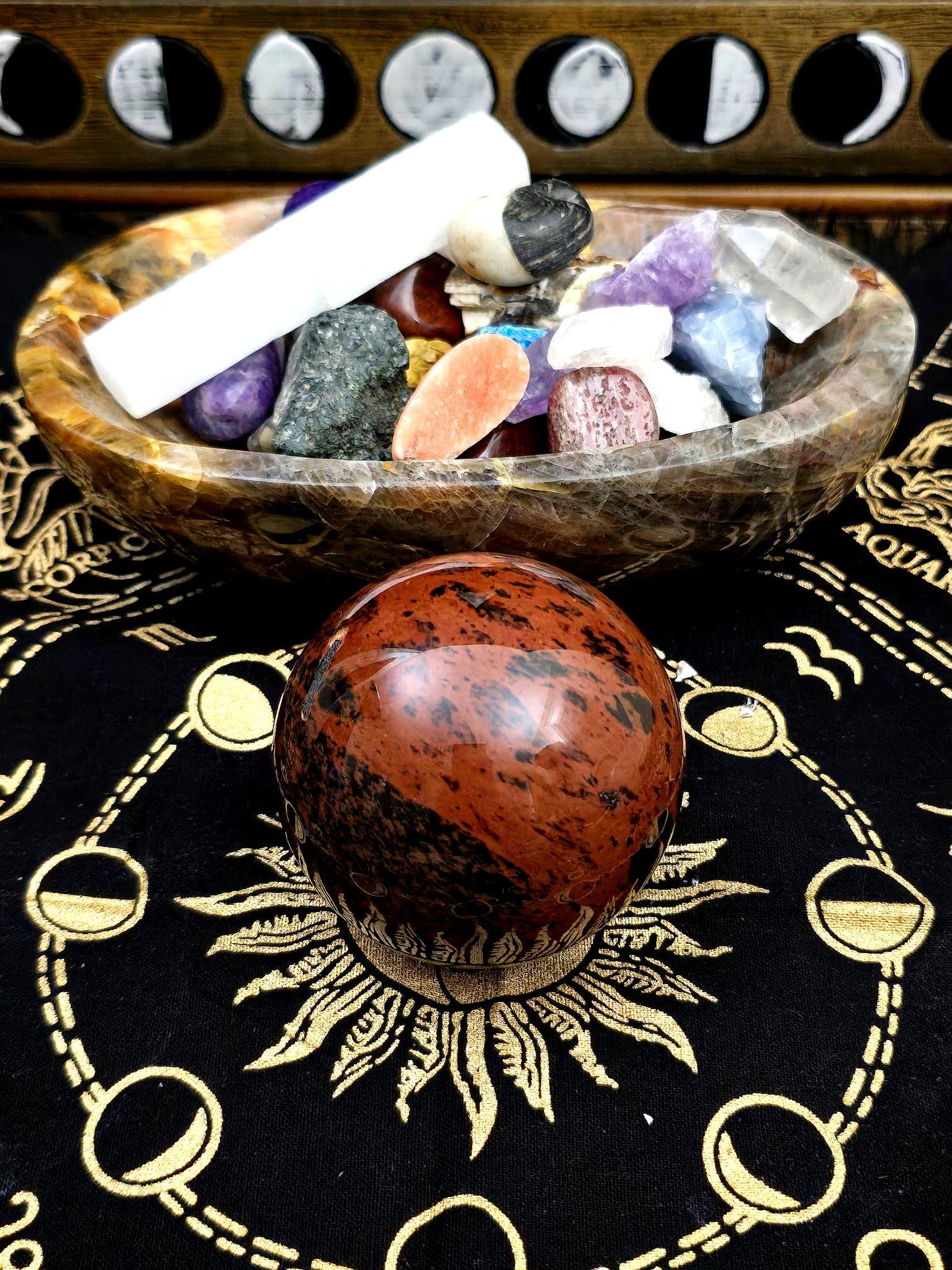 Red Obsidian Gemstone Globe