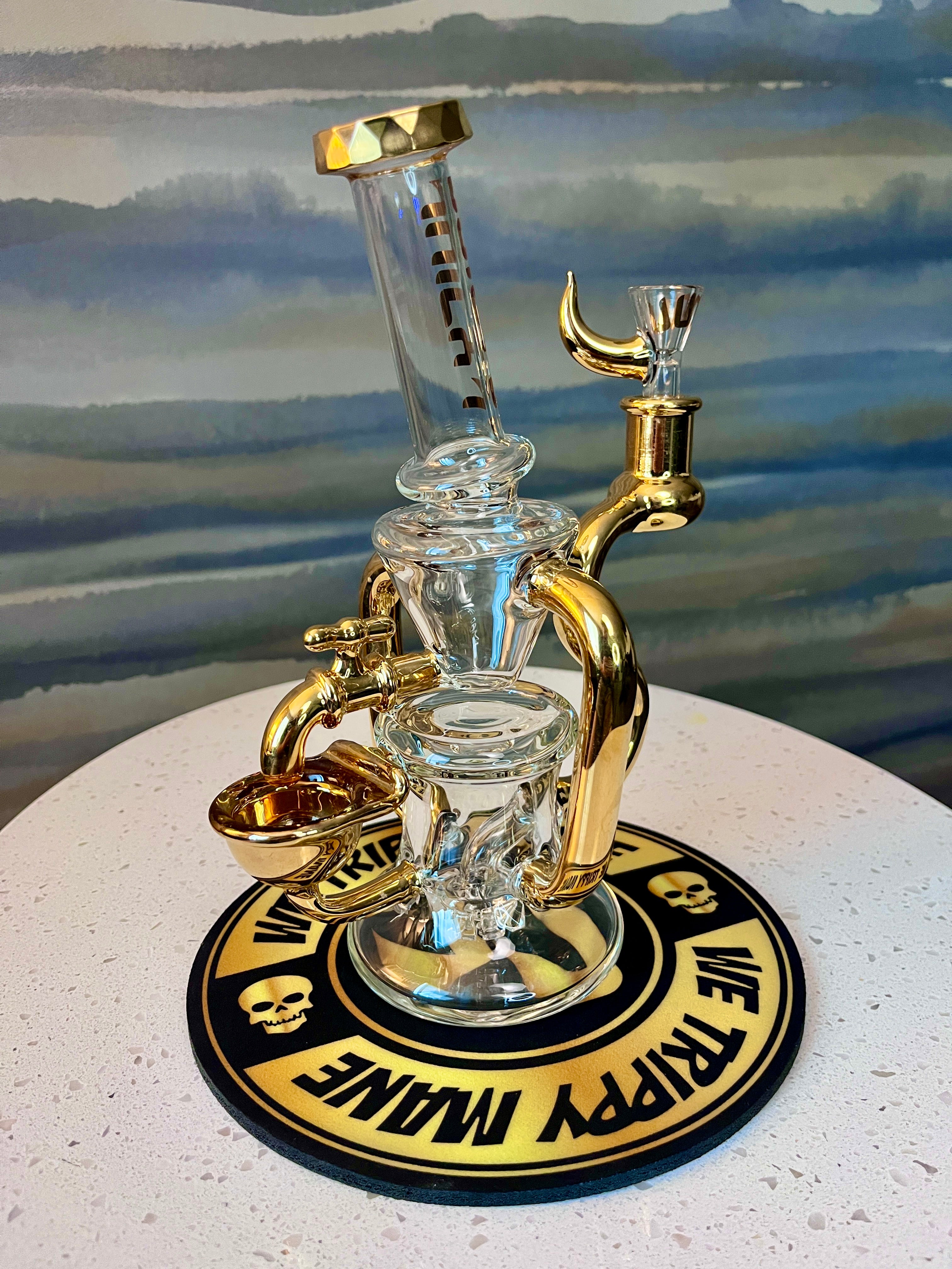 24k Gold Juicy J Recycler - 10" - Wishing Well (Functioning Water Spout)