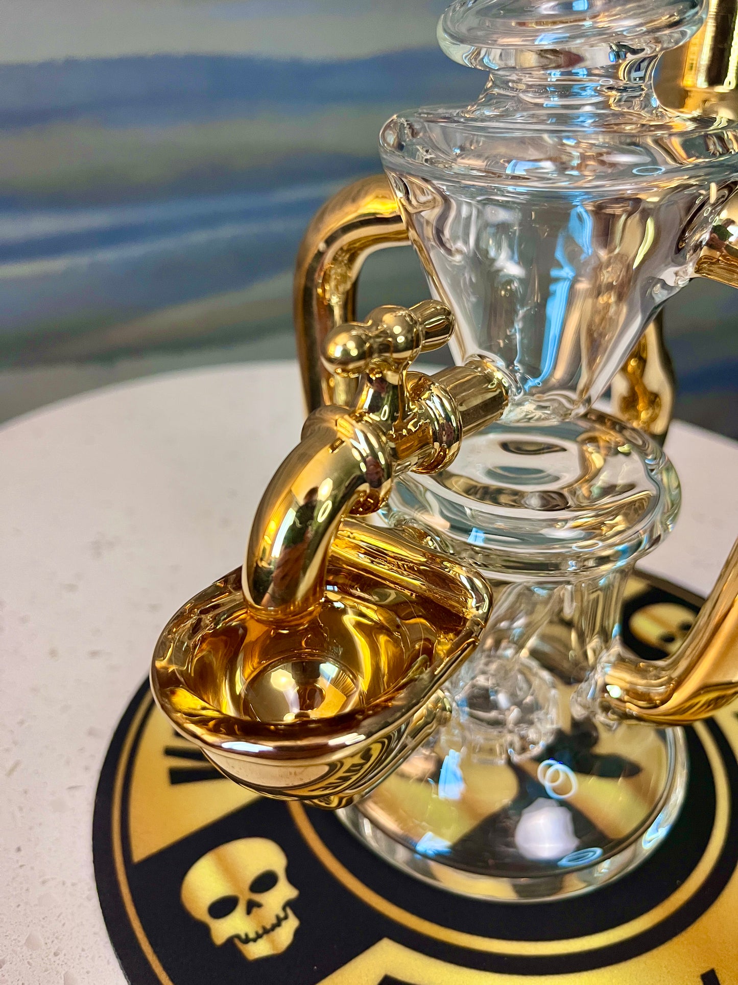 24k Gold Juicy J Recycler - 10" - Wishing Well (Functioning Water Spout)