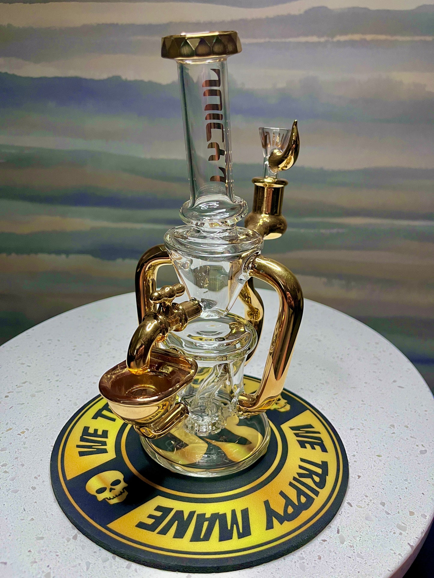 24k Gold Juicy J Recycler - 10" - Wishing Well (Functioning Water Spout)