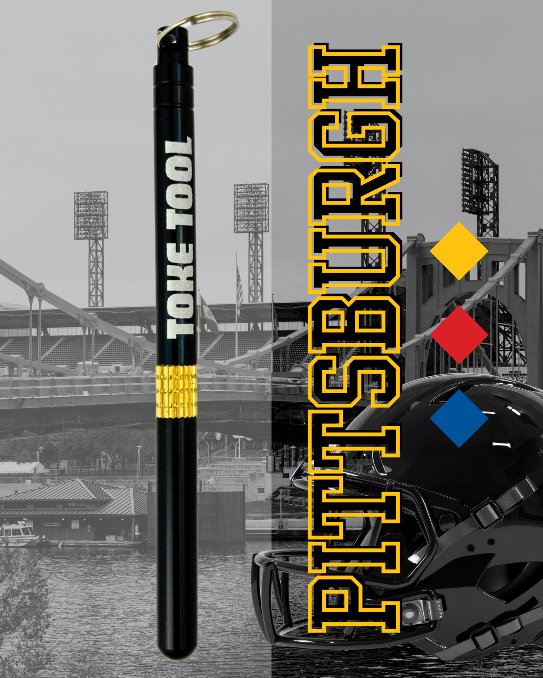 Pittsburgh Football Edition Toke Tool - Pick, Pack, Scoop - All-in-One Keychain Accessory