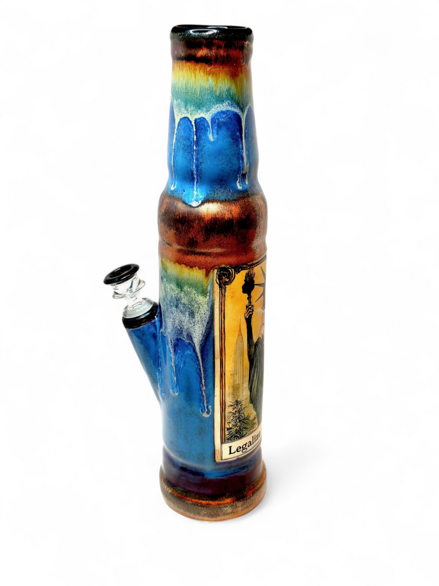 Blue Legalize Nature Ceramic Bong - Lady Liberty Stoned Earth x BerkshireBongs