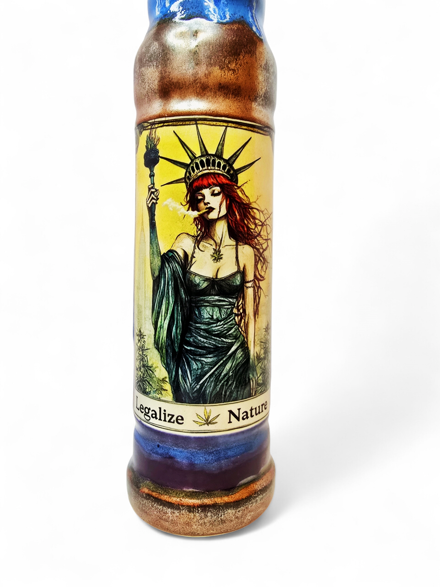 Blue Legalize Nature Ceramic Bong - Lady Liberty Stoned Earth x BerkshireBongs