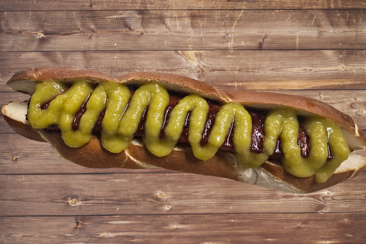 Hotdog with a jalapeno ketchup on it