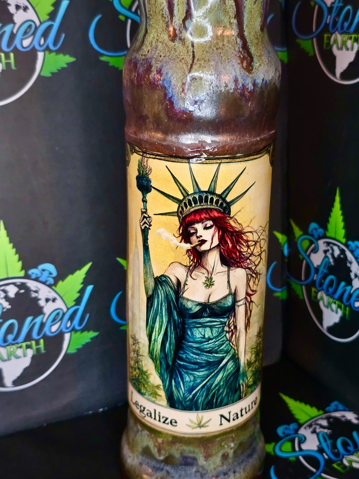 Green Legalize Nature Ceramic Bong - Lady Liberty Stoned Earth x Berkshire Bongs