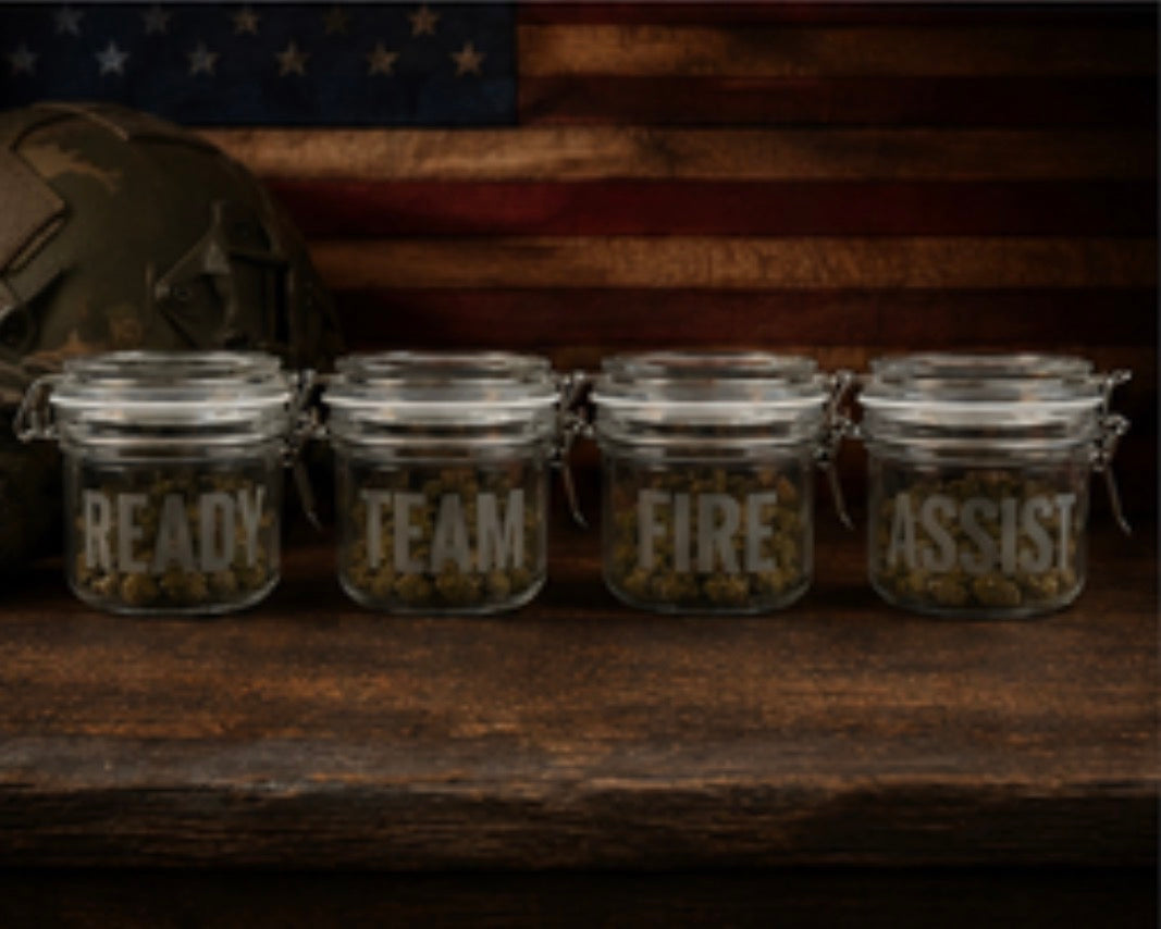 4-Pc Jar Set - Ready-Team-Fire-Assist Fireteam Stash Jars, 7oz