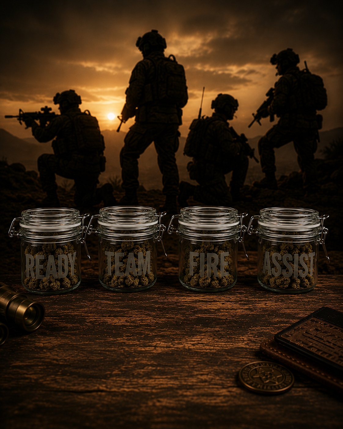 4-Pc Jar Set - Ready-Team-Fire-Assist Fireteam Stash Jars, 7oz