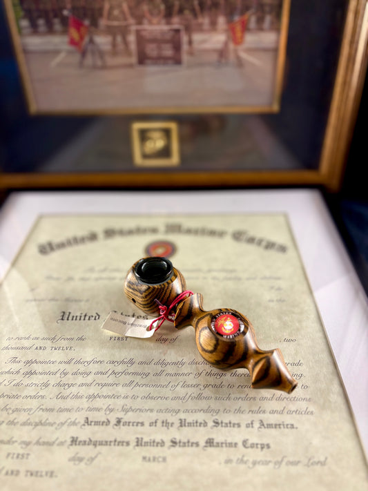 Marine Corps Edition -  5.5" Handcrafted Brazilian Bocote Wood Piece - The Fireteam Collective