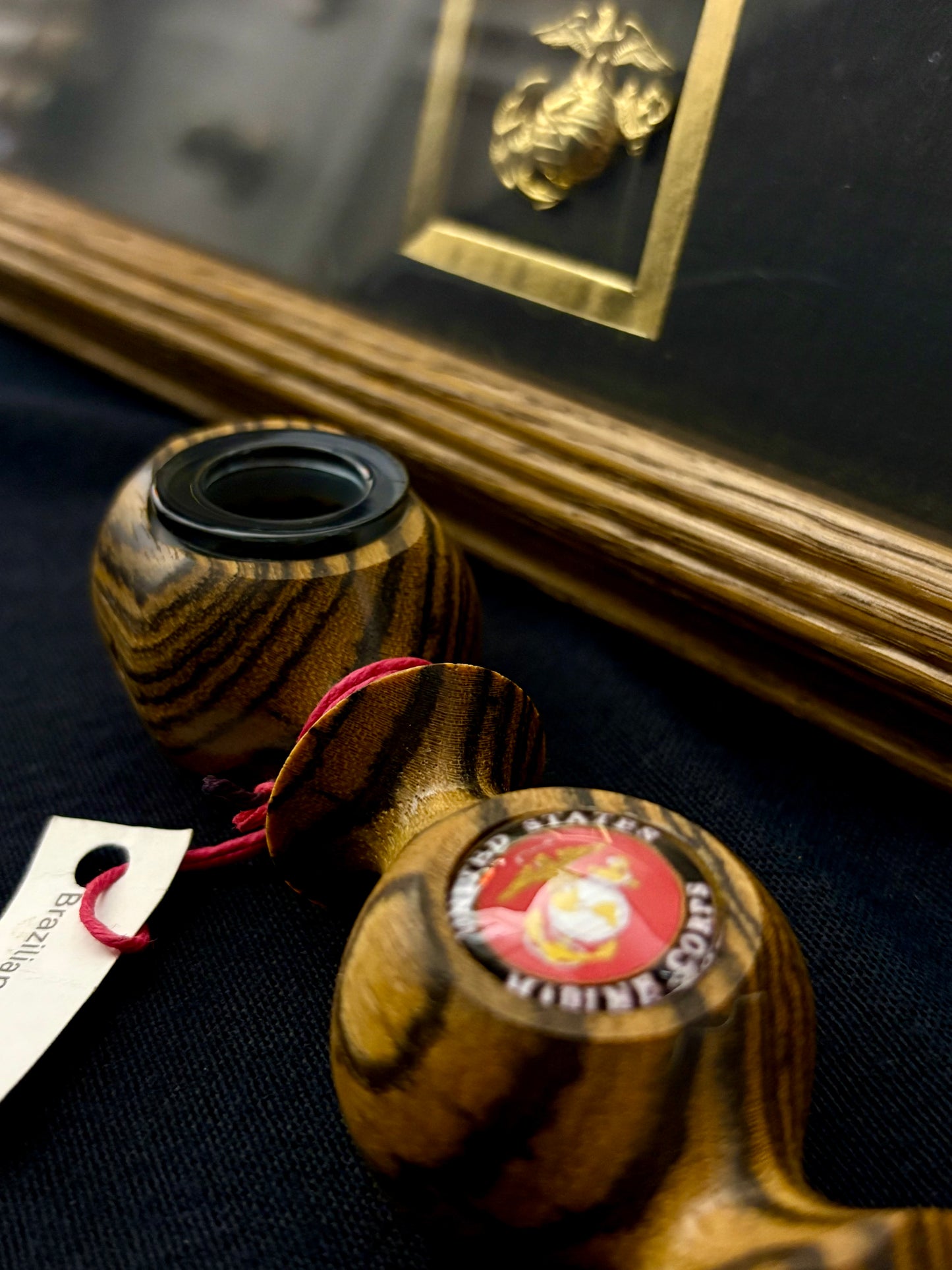 Marine Corps Edition -  5.5" Handcrafted Brazilian Bocote Wood Piece - The Fireteam Collective