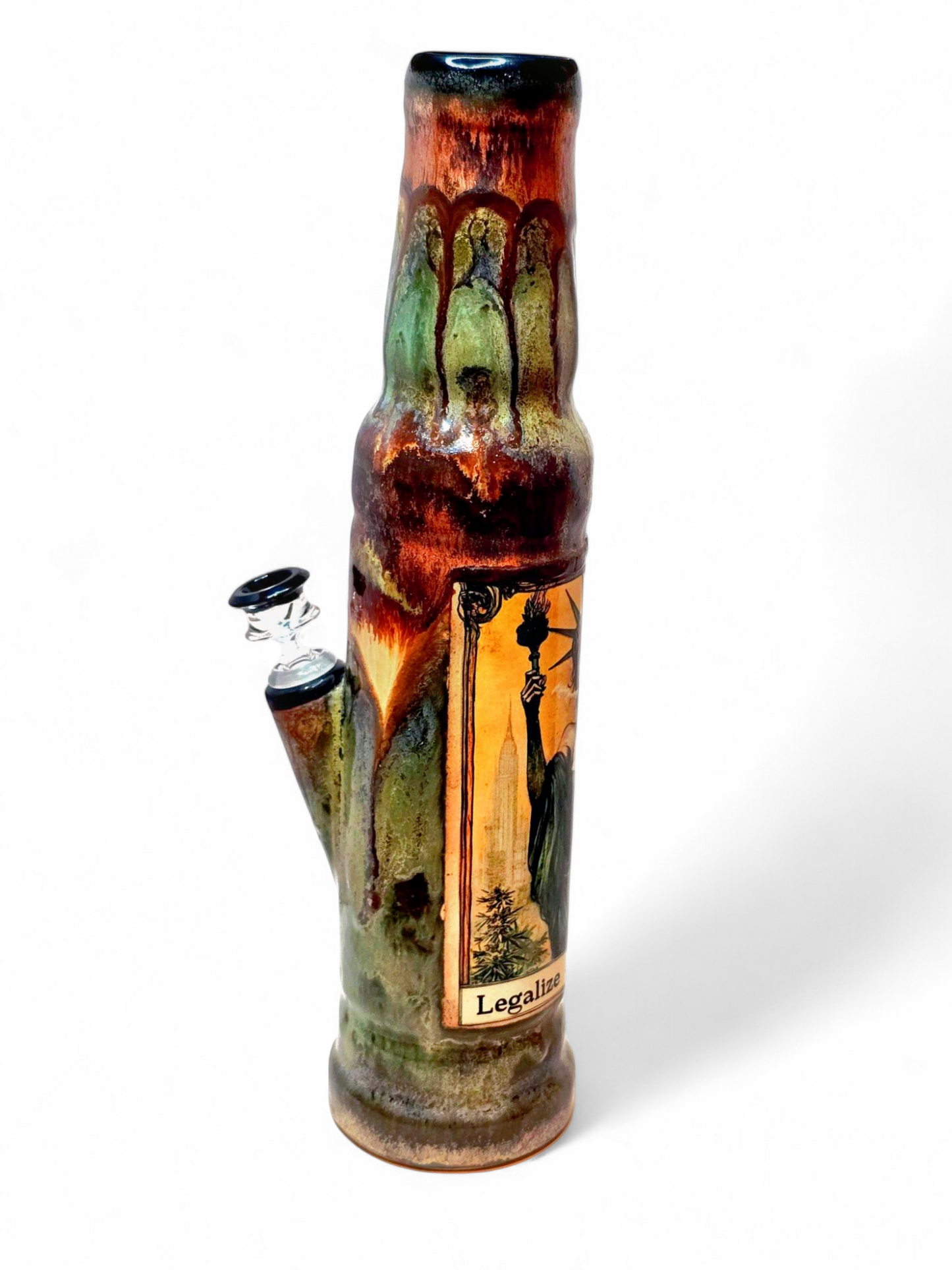 Green Legalize Nature Ceramic Bong - Lady Liberty Stoned Earth x Berkshire Bongs