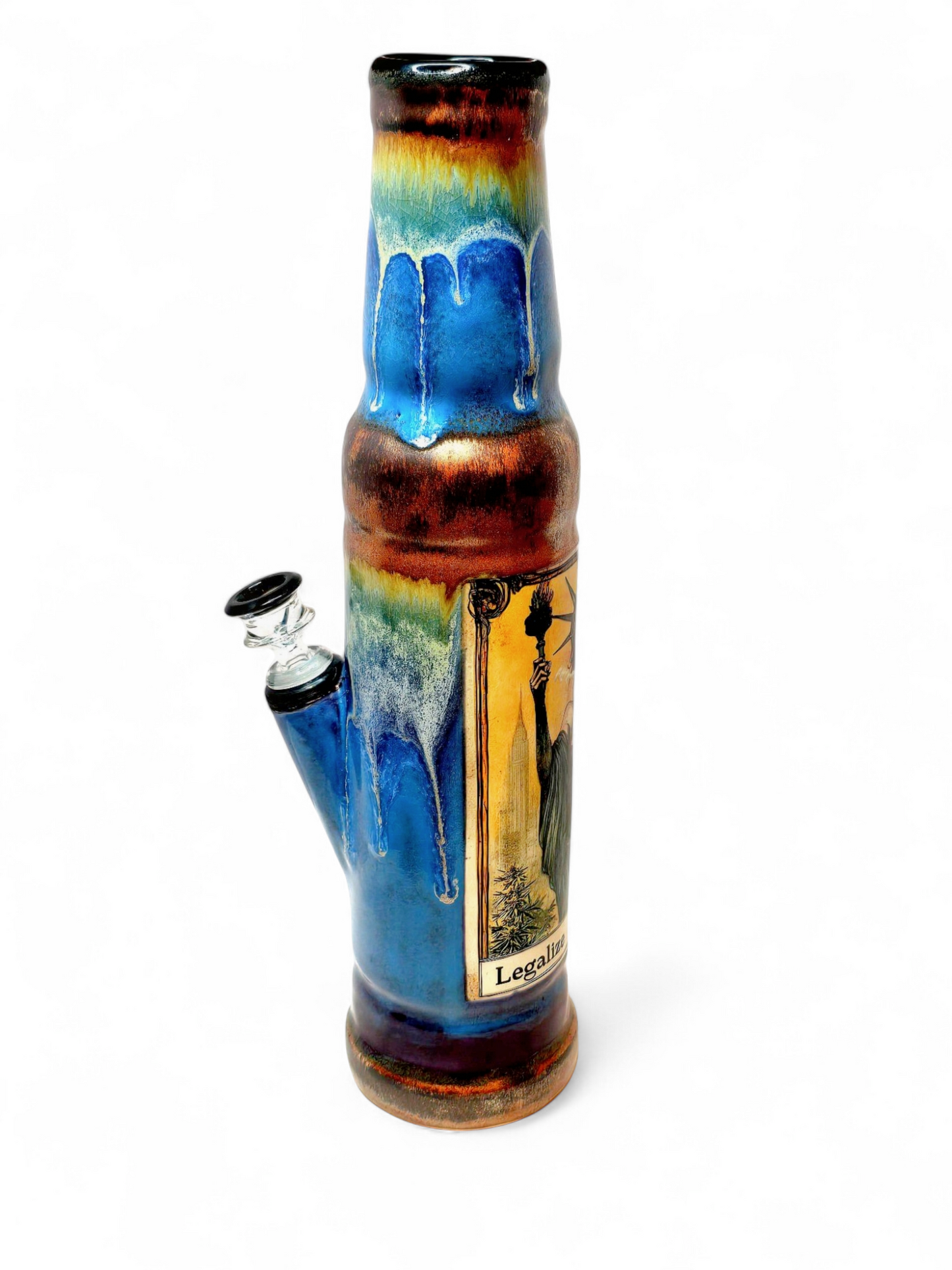 Blue Legalize Nature Ceramic Bong - Lady Liberty Stoned Earth x Berkshire Bongs