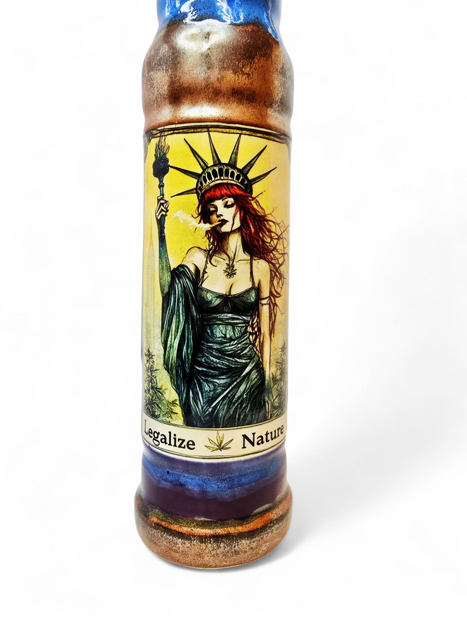 Blue Legalize Nature Ceramic Bong - Lady Liberty Stoned Earth x Berkshire Bongs