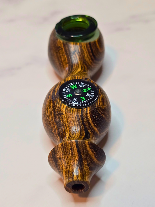 Brazilian Bocote Wooden Compass Pipe