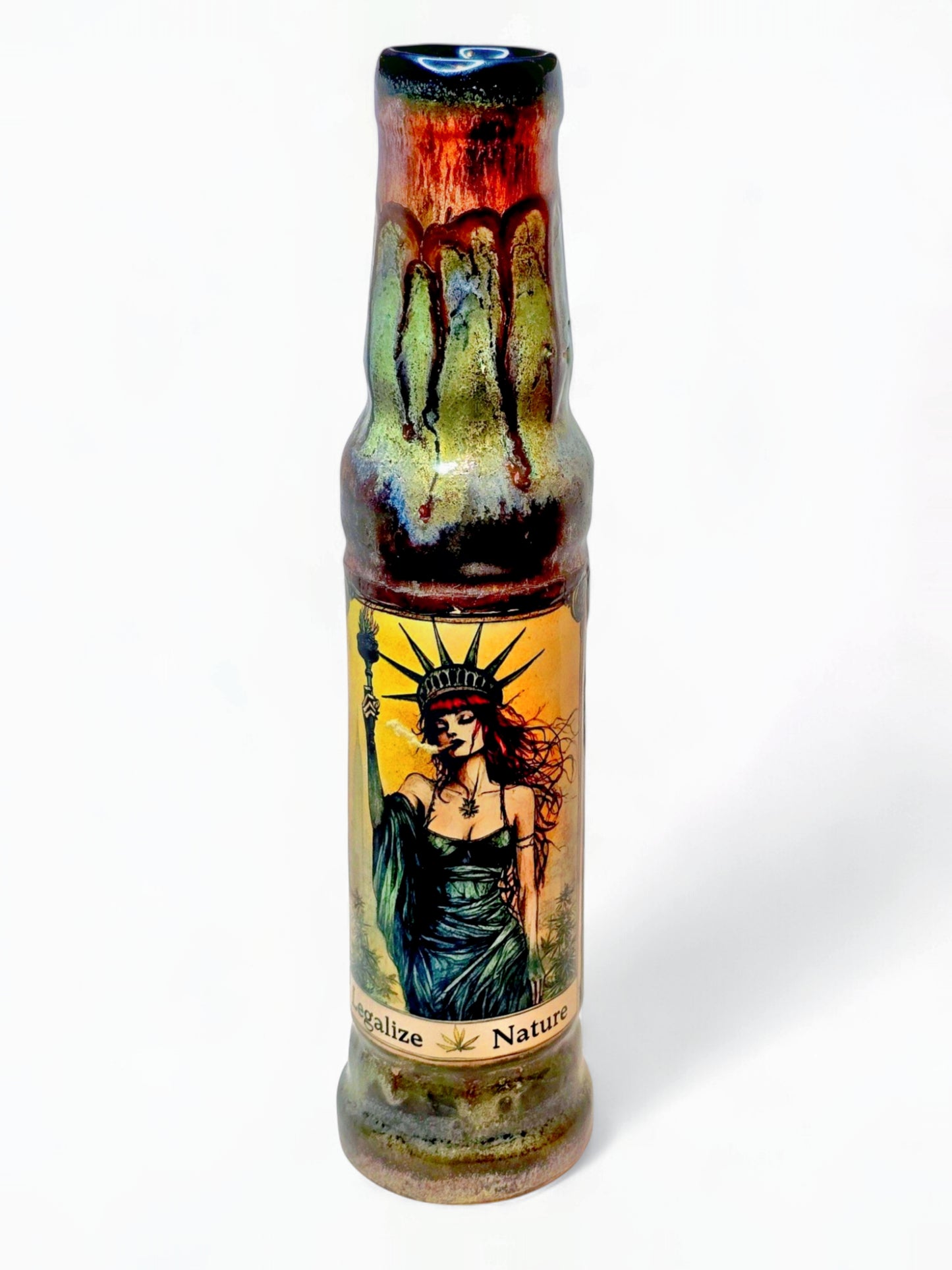 Green Legalize Nature Ceramic Bong - Lady Liberty Stoned Earth x Berkshire Bongs